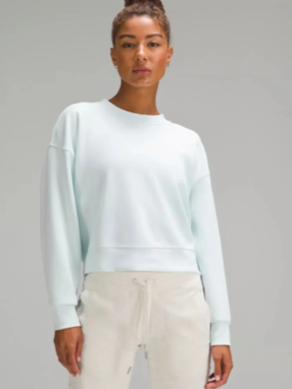 Lululemon Softstreme Perfectly Oversized Cropped Crew Sheer Blue 6